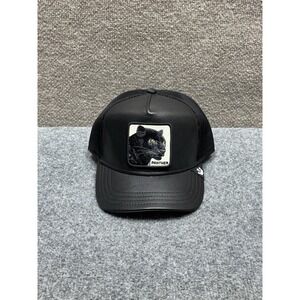 Goorin Bros The Farm Hat Snap Back Panther Black Leather Trucker Patch Adult